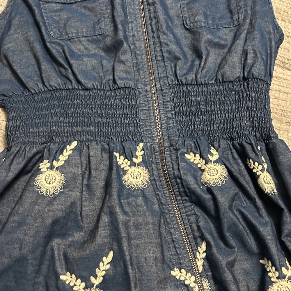 J Gee blue & white front zip sleeveless dress 2X - Picture 4 of 9